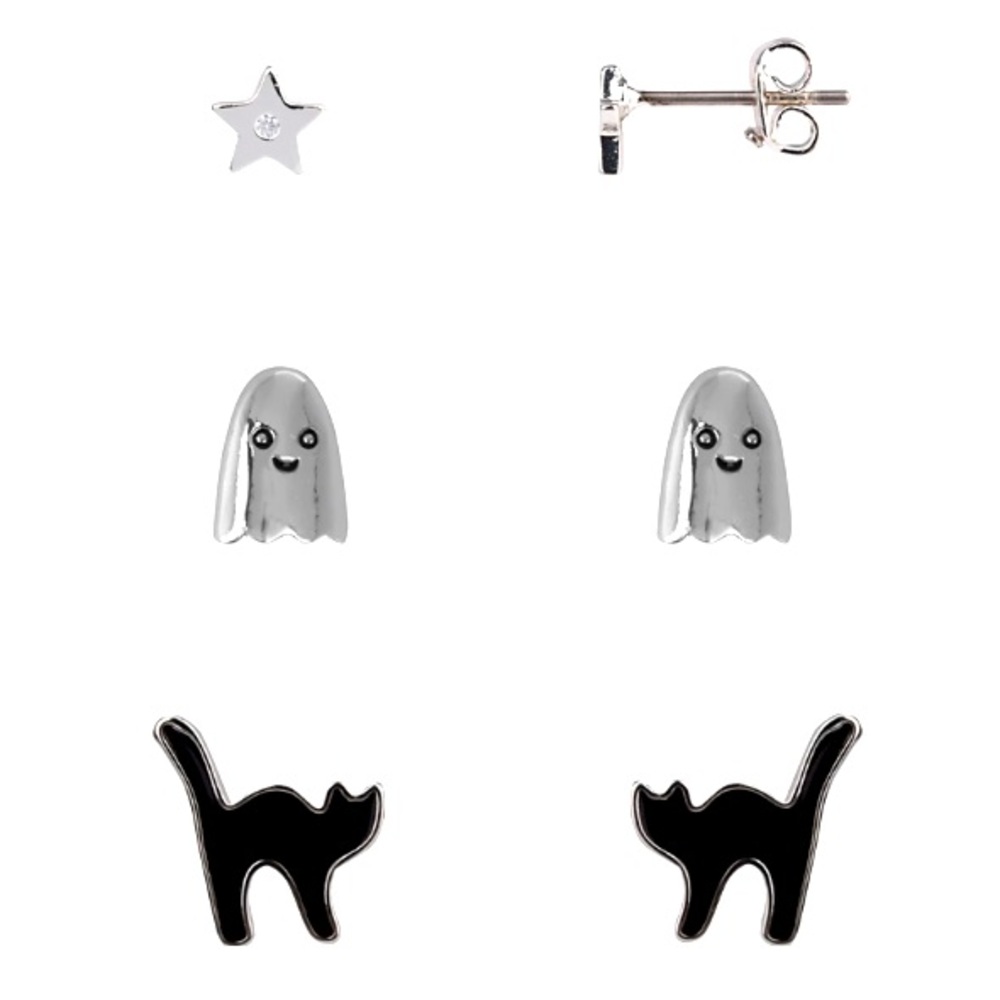 F•A•O Schwarz Halloween Star Ghost Black Cat Earring Set
